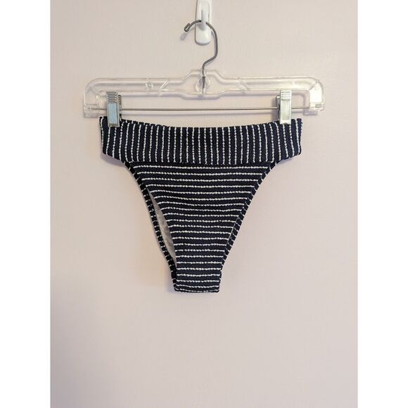 NWT Seafolly Seaside Stripe Banded Hi Rise Bikini Bottoms - True Navy US size 4 - Picture 4 of 6